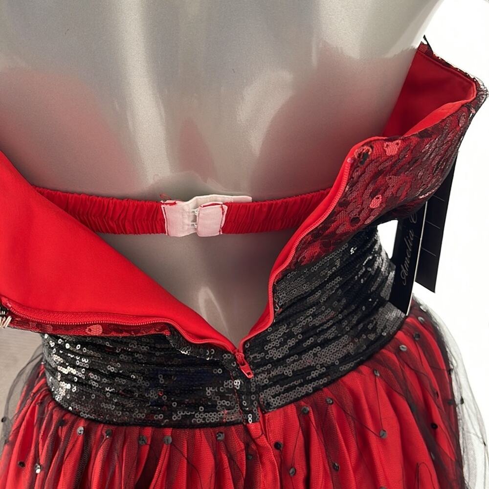 Amelia Couture Strapless Mesh /Sequined Dress - Picture 9 of 13